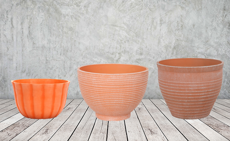 Stone pearl white square planter and bowl